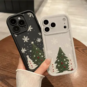 Winter Christmas Tree Shockproof Soft Case, Provides Full Lens Protection - TPU Silicone Phone Case, Compatible with Various iPhone Models Including 17 Air, 17 Pro, 16 Pro, 15 Pro Max, 14 Plus, 13 Pro, 12, 11 Pro, Compatible with Samsung Models