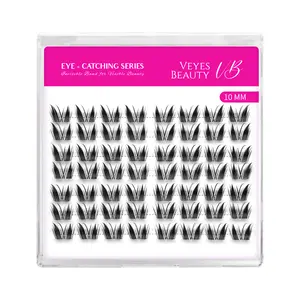 VEYESBEAUTY Bunny Wispy Lash Clusters – Fluffy Reverse Cat-Eye Lashes with Invisible Band, Lightweight Reusable DIY Eyelash Extensions for Daily Makeup