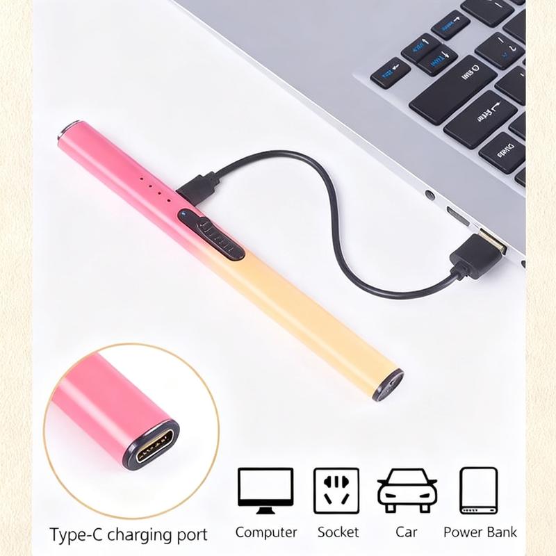 Igniter, electric igniter, rechargeable C-type igniter, arc igniter with LED battery display, flameless long-wick candle igniter, designed for barbecue and camping, Christmas gift, New Year gift