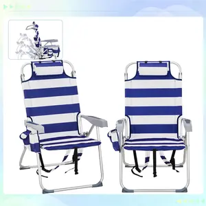 Backpack Beach Chair, 5 Level Adjustable Positions Beach Chair with Back Storage Bag, Cooler Pouch and Side Bags for Beach Poolside Lawn tiktokshopspringglowup