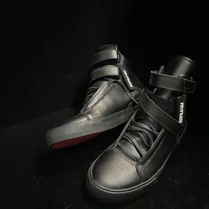 Supra Tk Society High Top Shoes Black with Red Sole for Men's Fashionable Sneakers