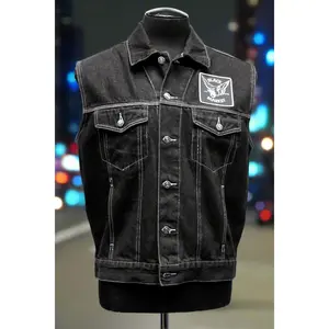 MOTORCYCLE DENIM VEST - COBRA SNAKE PRINT