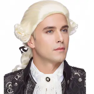 Judge Colonial Wig for Men Funny Wigs Washington Halloween Costume Cosplay Wig Crazy Wigs Mens Wig Synthetic Material Wigs Straight Blonde Wig