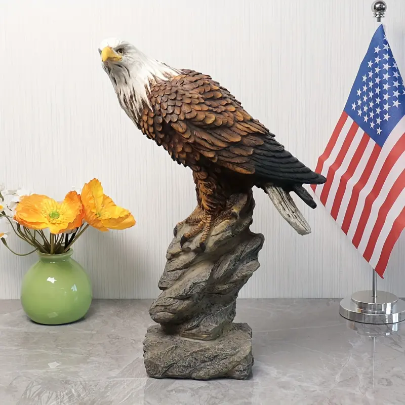 Patriotic American Bald Eagle Resin Statue, 8.66" Tall  Liberty Symbol Sculpture with Detailed Feathers and Expressive Design, Perfect for Home Decor, Independence Day Gifts, and Patriotic Collectibles, Symbolic Decoration | Expressive Eagl