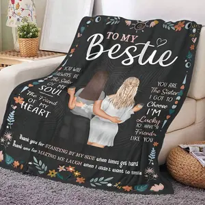 Best Friend Gift Throw Blanket - 100% Polyester Flannel, Machine Washable All-Season Soft Blanket With Heartfelt Friendship Messages, Vibrant Floral Design - Perfect For Birthdays, Christmas, Valentine'S Day Gifts