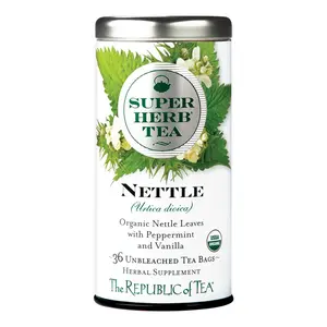The Republic of Tea Organic Nettle Superherb Herbal Tea, Tin of 36 Tea Bags The Republic of Tea Organic Nettle Superherb Herbal Tea, Tin of 36 Tea Bags