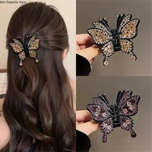 3 Piece Butterfly Hair Accessories 2.95 Inch Claw Clips Women Rhinestones Medium Hair Clips Thick Thin Hair Cute Girls Hair Clips