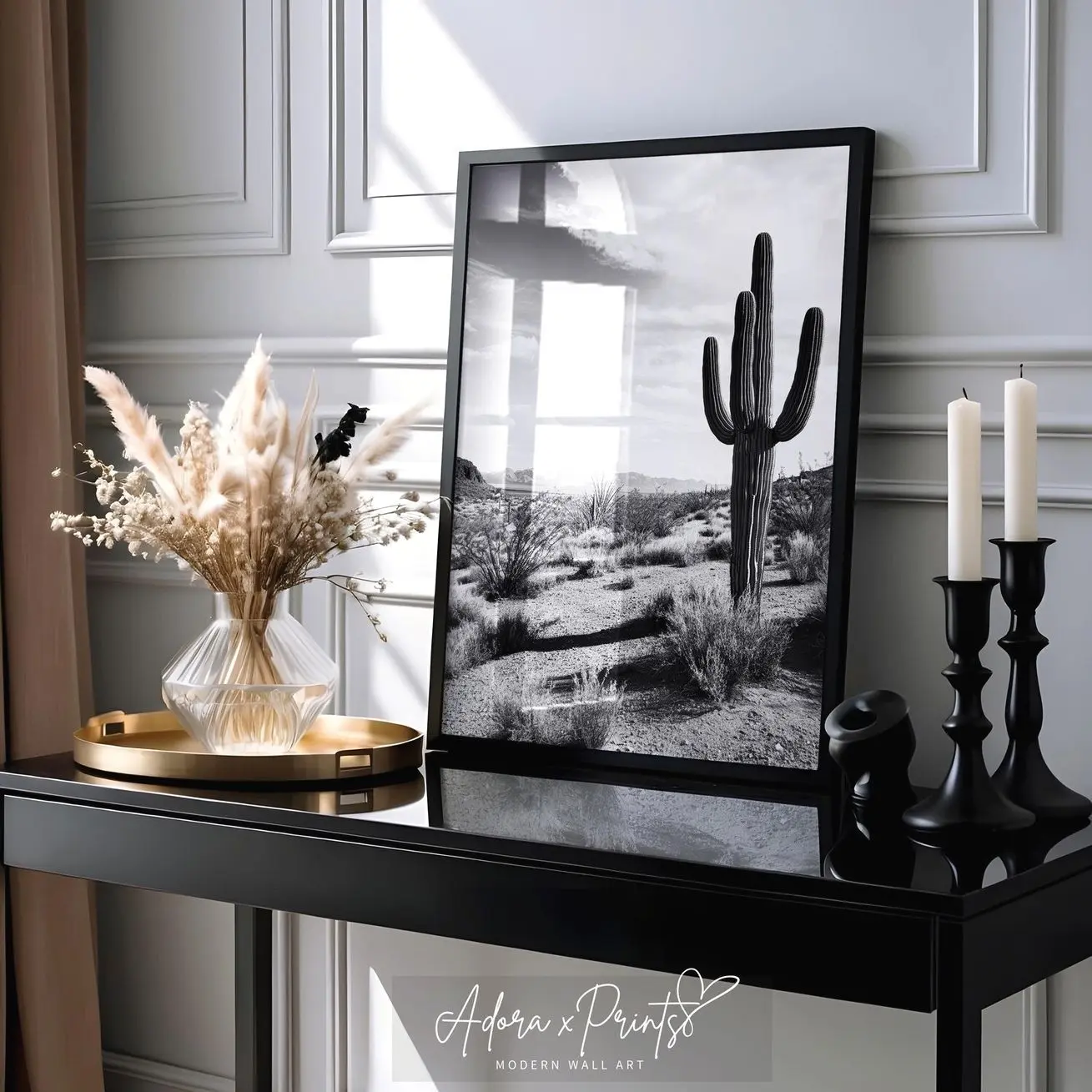 Southwestern Desert Landscape Wall Art Black White Poster Printable Decor W