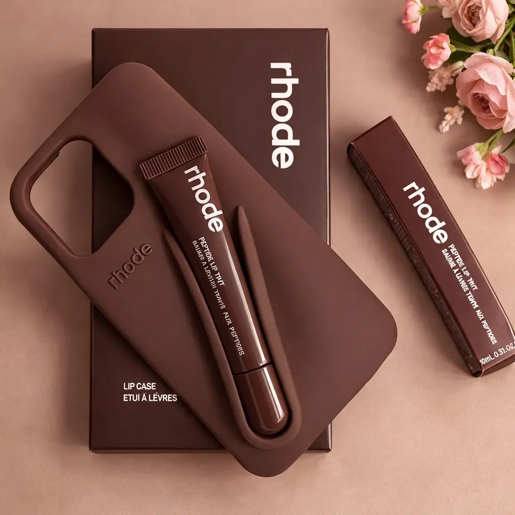 Peptide Lip Gloss Holder iPhone Case with Lipstick Set, Soft Silicone Protective Phone Cover for iPhone 15 14 13 12
