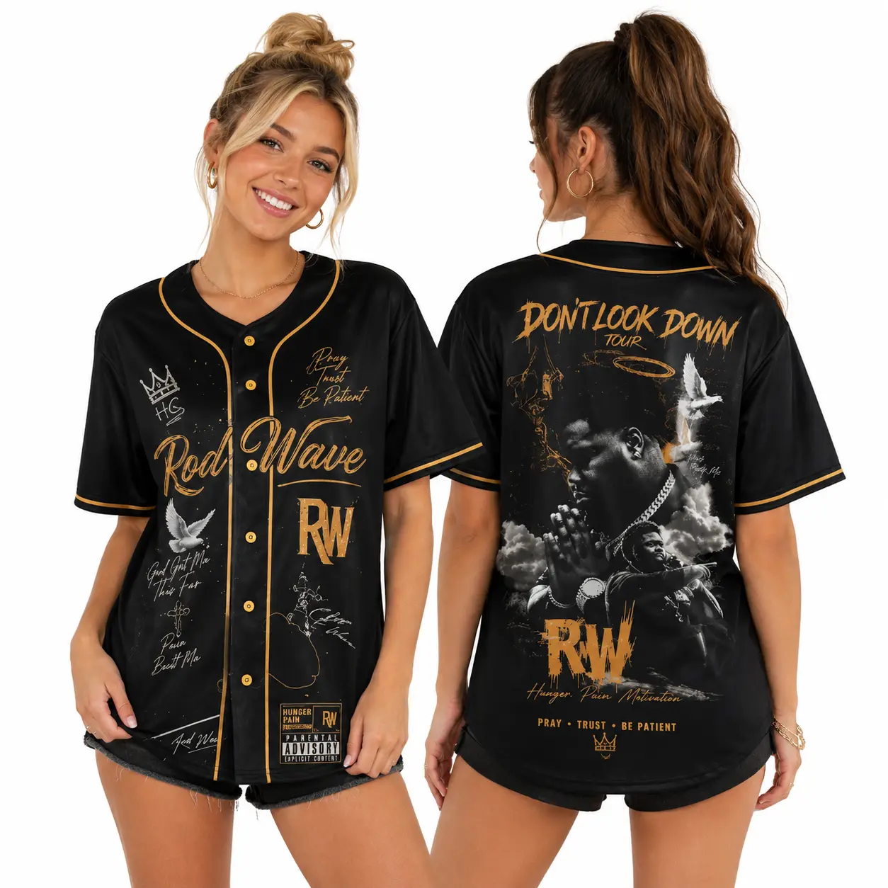 Rod Wave Don’t Look Down Tour 2026 Baseball Jersey, Hip Hop Concert Fan Shirt, Unisex Music Apparel, Gift for Rod Wave Fans