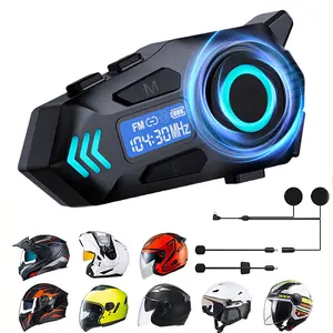 Rechargeable motorcycle helmet speakers, IP65 waterproof helmet headset, supports automatic answering/calling and music control, unlimited intercom function, compatible with all helmets.