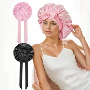 2Counts Satin Bonnet Silk Bonnet for Sleeping Double Layer Adjustable Hair Bonnet for Women Men for Curly Natural Hair with Tie Band,Heatless Styling Tool for Women Curly Hairstyles, Hair Styling Tools, Hair Products, Haircare, Hair Wraps, Hair Care Cap