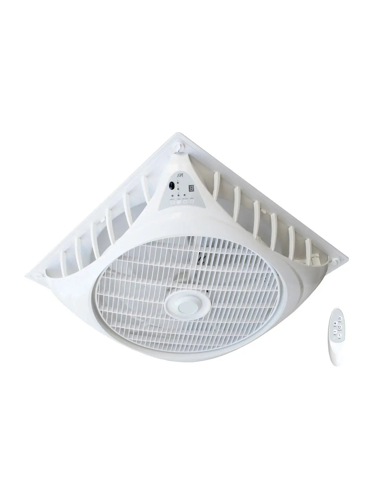 Sunpentown SF-1691CC 16 in. DC-Motor Drop Ceiling Fan - Adjustable Angle, Automatic Shutting, Digital Speed Control, Remote-Enabled Household Appliance Fan, Adjustable Angle Ceiling Fans, Automatic Shutting Ceiling Fans