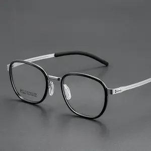 Trending Thin Temple Eyeglass Frame Ultra-Light Titanium TR Material Anti-Blue Light Glasses for Small Faces Retro Y2K Oval Unisex Vision Correction Sunglasses burgundy