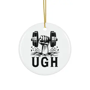UGH ORNAMENT, CHRISTMAS DECORATIONS, 3 INCHES CIRCLE ORNAMENT, CERAMIC ORNAMENT