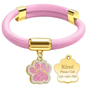 Personalized Breakaway Cat Collars with Magnetic Quick Release Buckle,CustomEngraved Name Tag for Cats (Pure Pink)