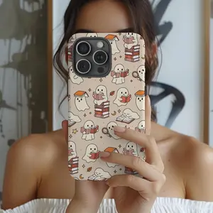 Reading Ghost Phone Cases,phone Case Suitable for Iphone 11/12/13/14/15/16/17 Pro Promax Plus Air,Cute Halloween Phone Case for Book Lovers, Gift for Readers , Spooky Season Aesthetic
