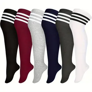 6 Pairs of Four Season Plus Size Random Knee Length Stockings for Women's Warm Stockings, Enlarged, Widened, and Fattened Comfortable Calf Socks, Knee Length Socks L-XXL