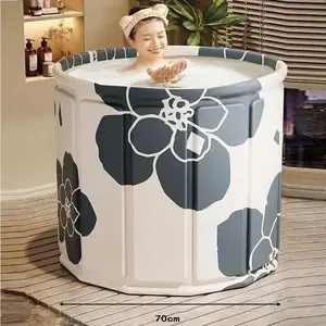 Folding Adult Bath Tub Household Thickened Insulated Bathtub Portable Round Enlarged Bathing Bucket Foldable Bathroom SPA Bucket