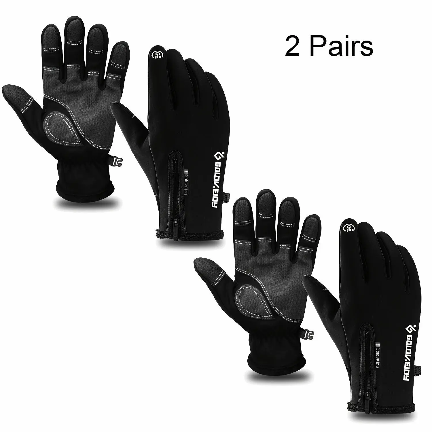 2 Pairs Outdoor Warm Gloves Autumn And Winter Gloves, Riding Sports Windproof And Full Finger Skiing Cold And Slip Resistant Gloves