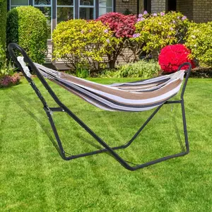 Universal 2 Person Hammock Stand - Heavy Duty Steel 550 Lbs Capacity, Adjustable Portable Design, Fits 9 to 14 Foot Hammocks, Includes Chain and Hook, Comes with Carrying Bag