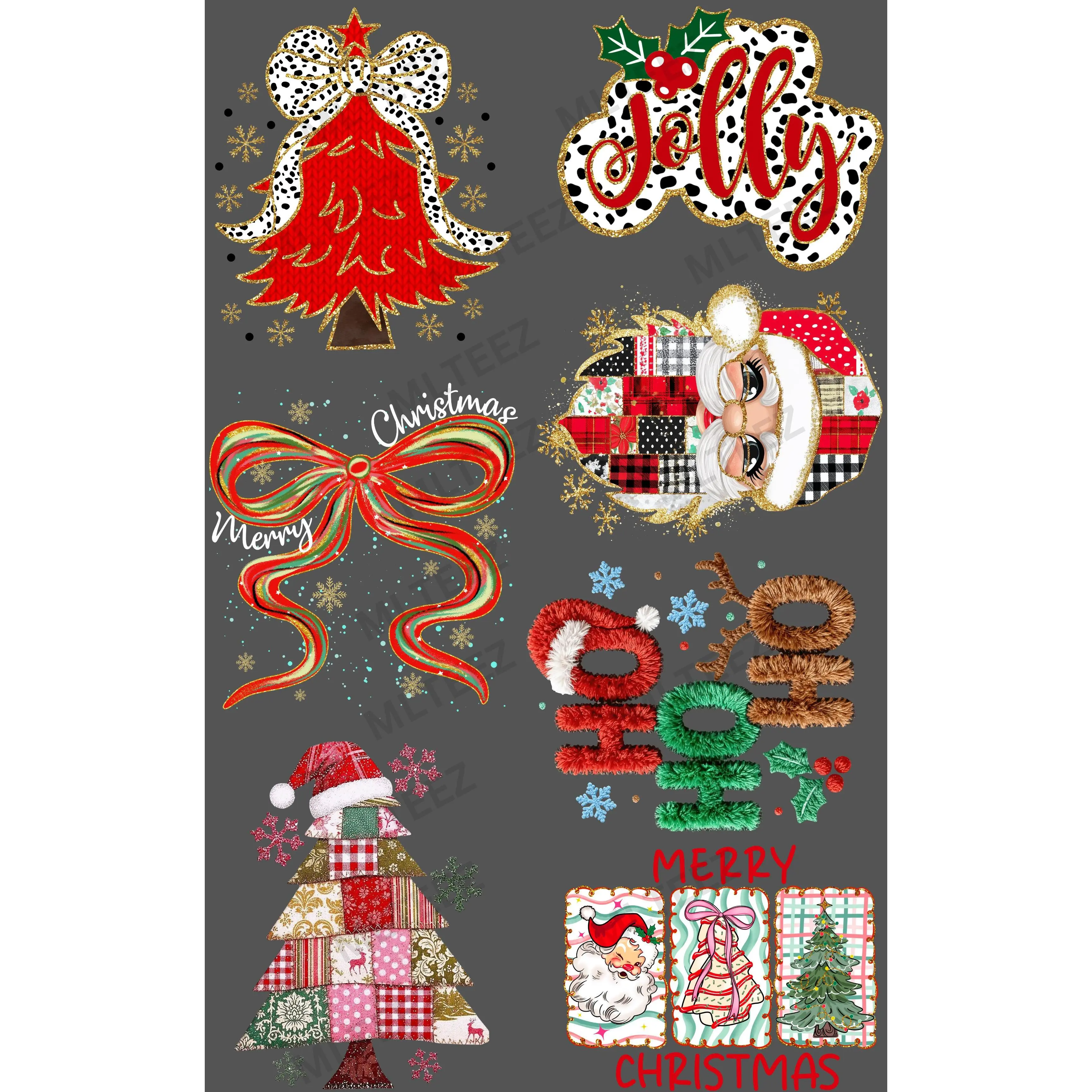 JOLLY CHRISTMAS (1) PREMADE GANGSHEET  - 22X36  DTF TRANSFERS - DIRECT TO FILM