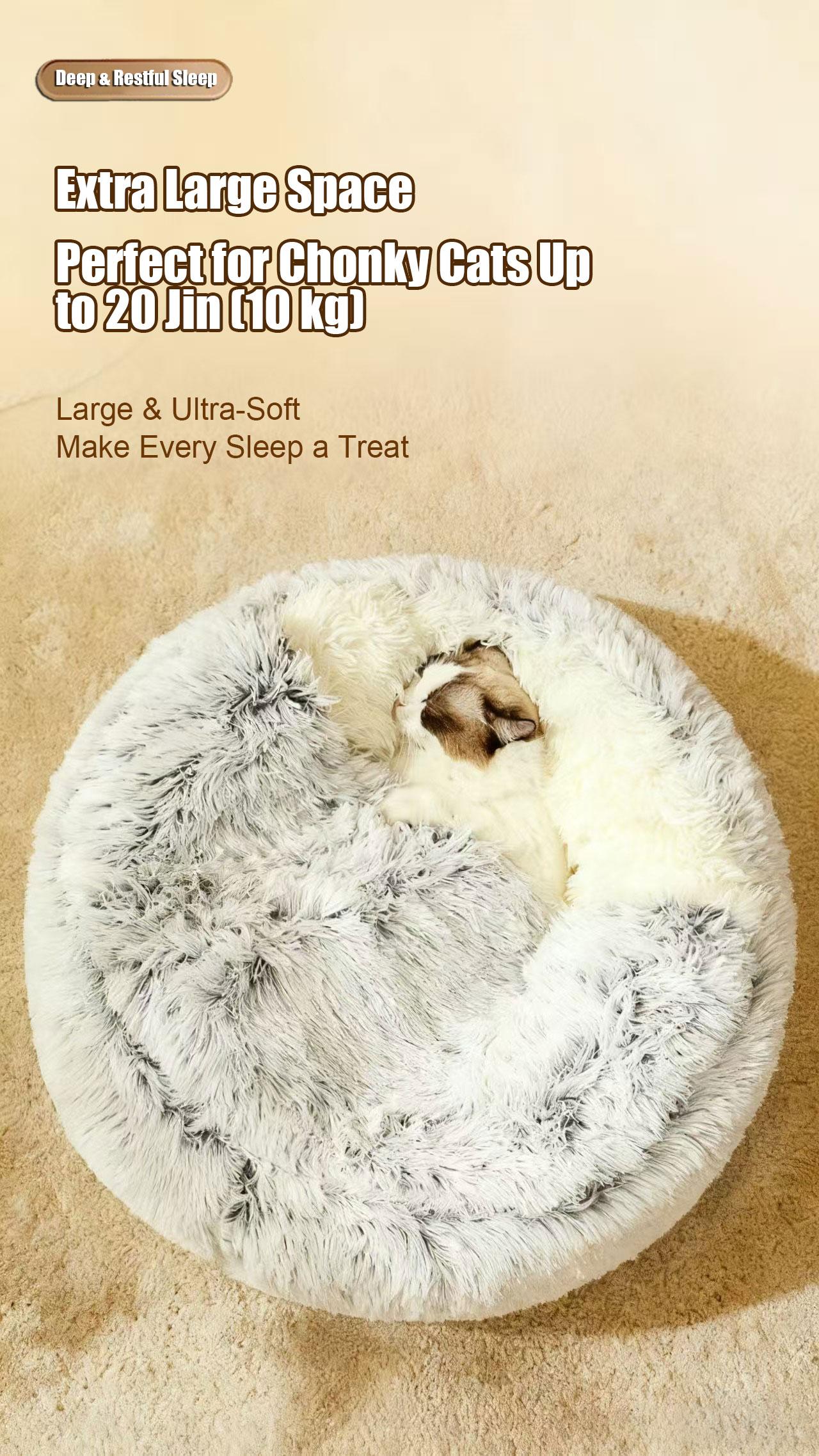 Pet Bed Semi-Enclosed Cat House Shell Design, Winter Warmth All Seasons Use Long Plush Dog Bed, Cozy Pet Nest for Cats & Dogs