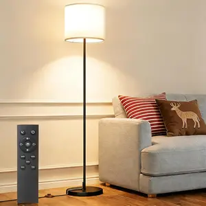 Dimmable Floor Lamps for LivingRoom with 12W LED Bulb, Foot Switch, Remote Custom Color Temperature Floor Light, Linen Shade Standing Lamps, Modern Tall Lamp for Office Bedroom Kid Room