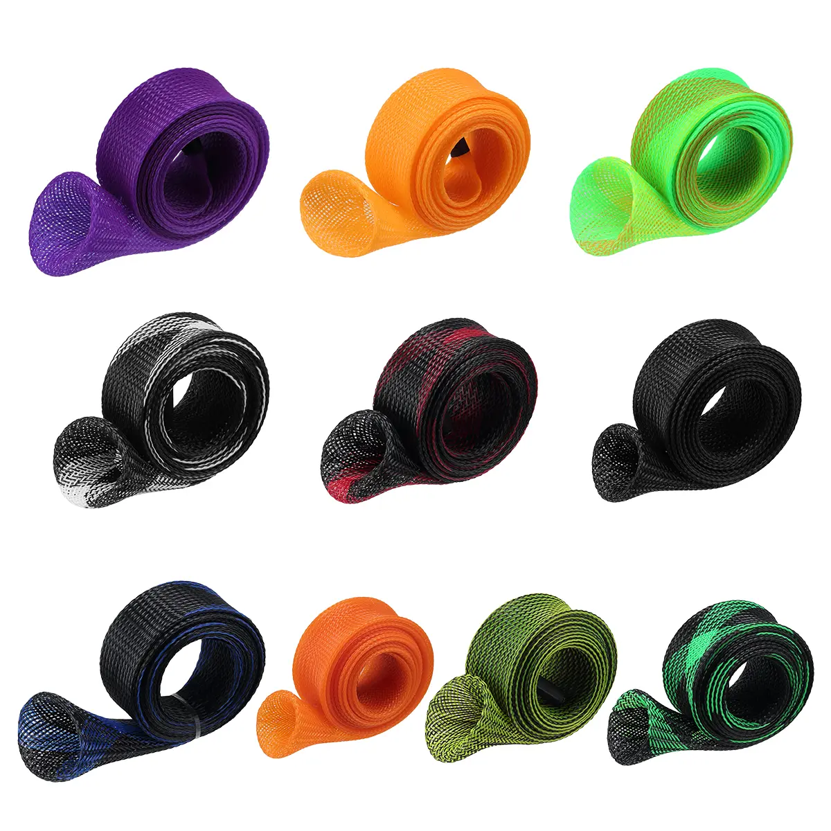 SLTG2020 10PCS Fishing Rod Covers Fish Sleeve Socks Protector Pole Braided Mesh Gloves