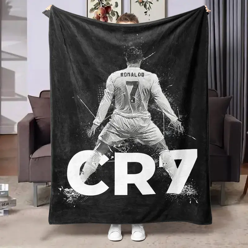 CR7 Classic Stadium Backdrop Art Print Flannel Blanket, Ultra Soft Skin Friendly Warm Cozy Inspirational Throw Blanket for Bedroom Couch Daily Use, Wonderful Fan Merchandise Gift for Ronaldo Supporters and Football Lovers