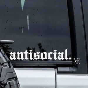 Antisocial Vinyl Car Decal, Trendy Car Decals, Cute Car Accessories, Vinyl Decal, Window Truck, Funny Sticker Decal V