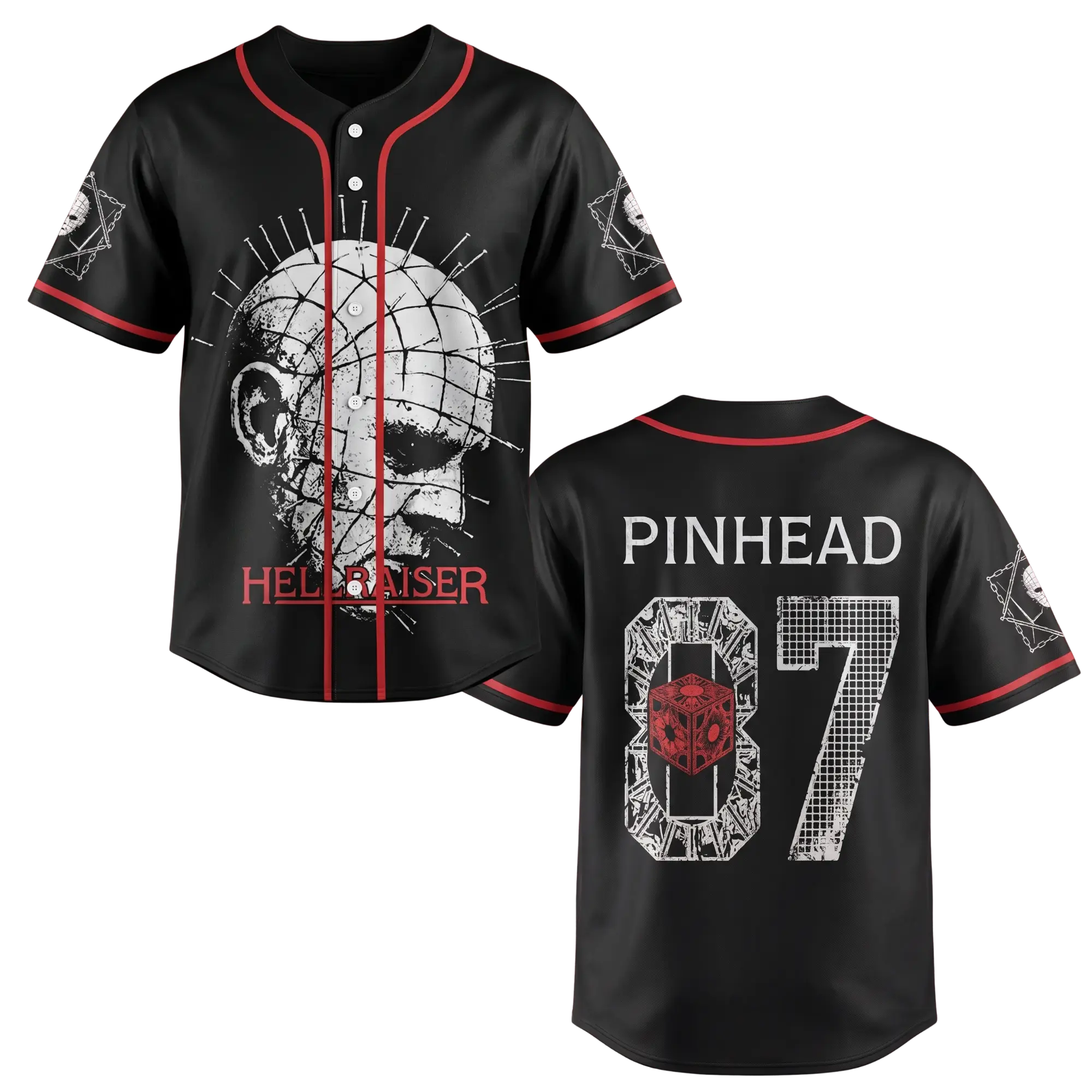 Retro Grunge Horror Pin Face Jersey Shirt Y2K Dark Aesthetic Goth Halloween Creepy Demon Streetwear Jersey