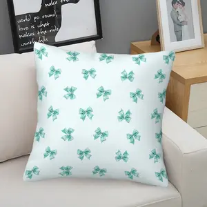 Bow Throw Pillow, Coquette Cushion, Cute Pastel Accent Pillow (Includes Pillow Core), Rhinestone Bow Print for Teen Girls, Perfect Aesthetic Gift for Bedroom & Dorm Decor