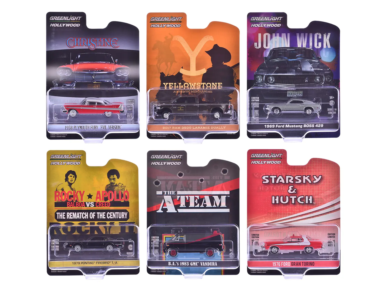 "Hollywood Greatest Hits" (2024) Set of 6 pieces 1/64 Diecast Model Car by Greenlight