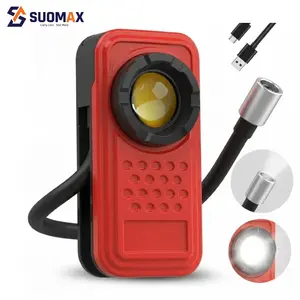 SUOMAX 5092 Work Light，Rechargeable LED  Flashlight, Magnetic Clip Spotlight, USB&Type-C Charging,Pocket Work Light  360° Adjustable Gooseneck Lamp,Dual Head Lamp, Under Hood Mechanic Light for Car Repair, for Outdoor Camping Emergency Led Lights