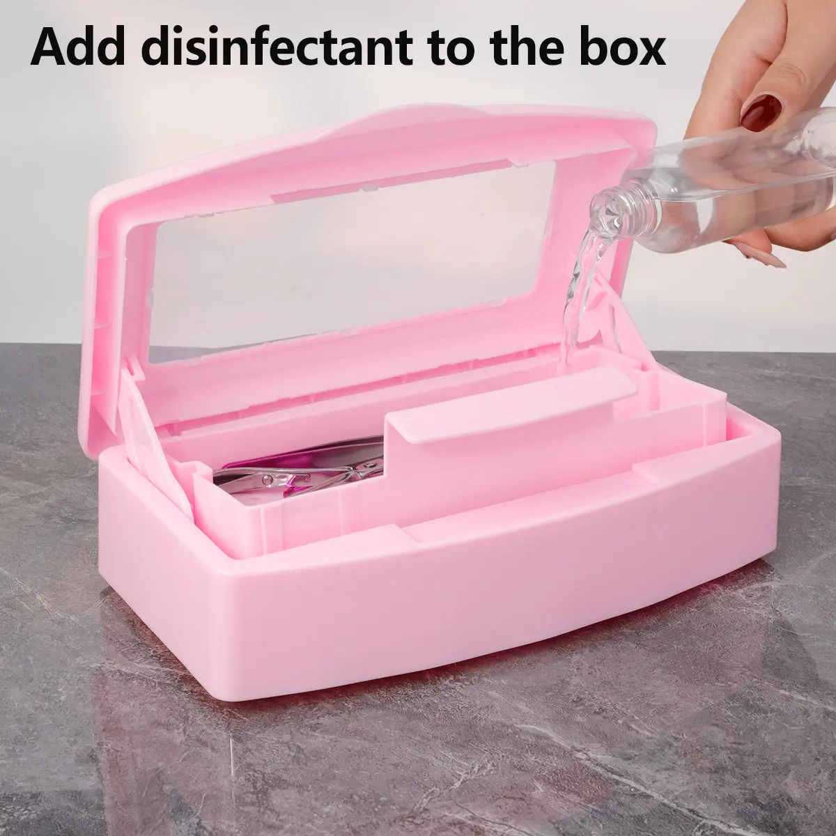 1 Pcs Gusnilo Nail Tool Sterilizer Box barbicide Jar Plastic Container Suitable for Nail Tools Hair Salons Beauty Centers and Manicure and Nail Equipment