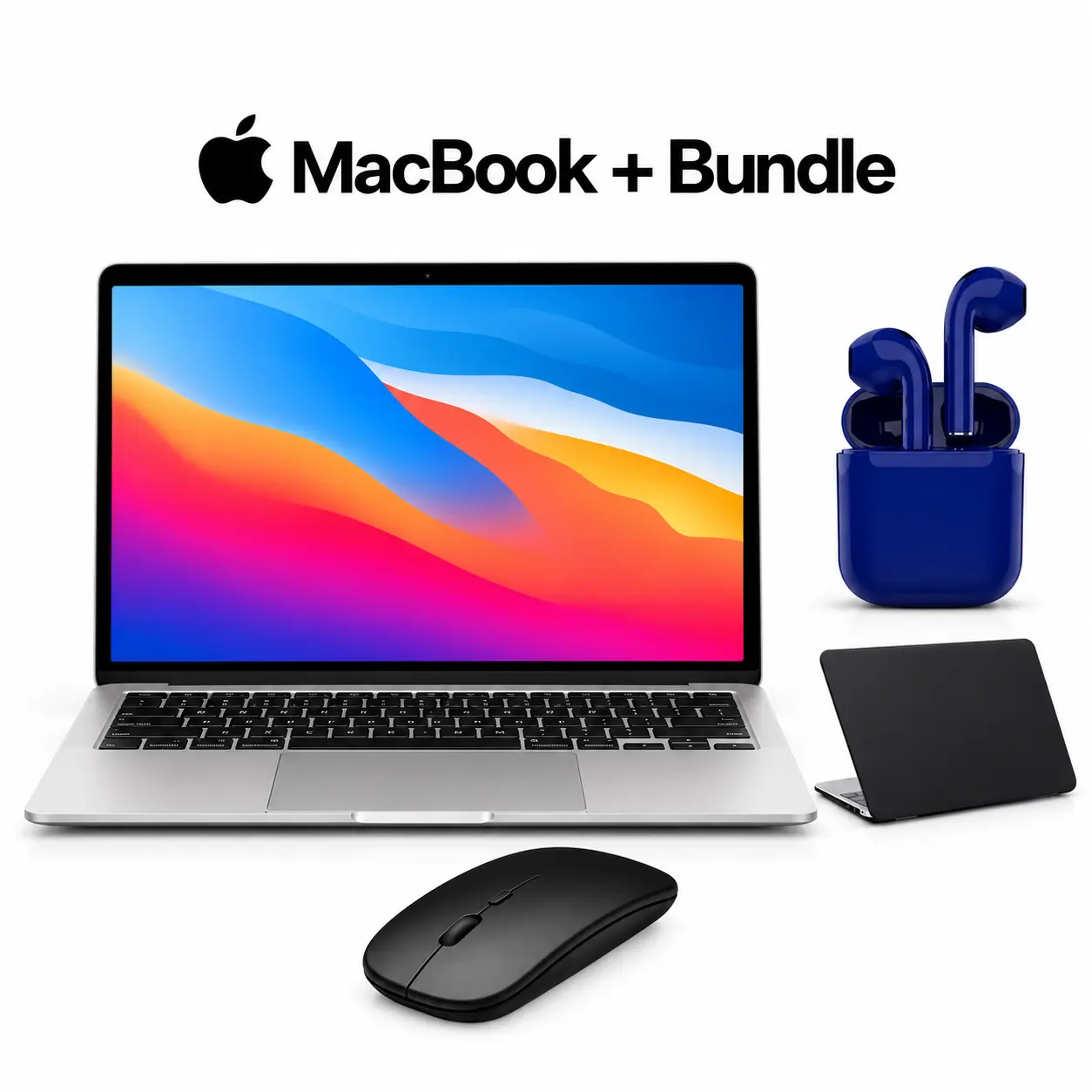 Refurbished Apple Macbook Air 2020 13.3-Inch, Silver, 8GB RAM, 256GB SSD, Bundle: Protective Case, Wireless Mouse, Earbuds, Charger (Good)
