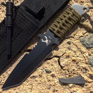 7" Full Tang Survival Hunting Knives with Fire Starter Stainless Knife Outdoor Camping New