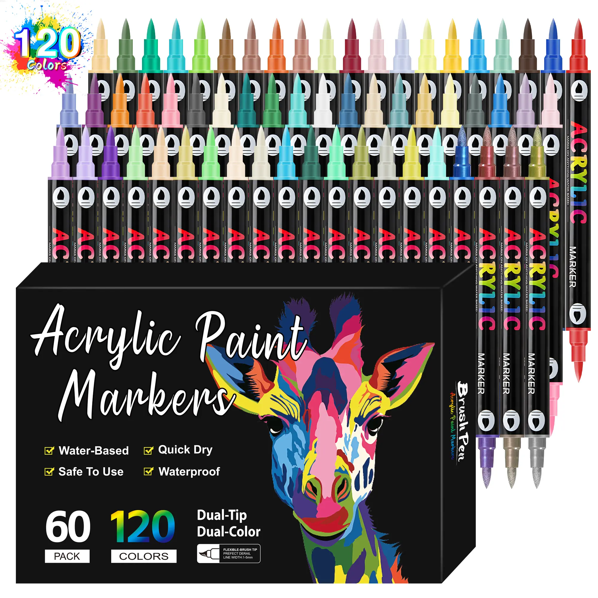 60Pcs Set with 120 Colors