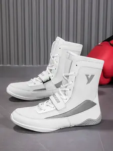 Men's Boxing Training Shoes, Non-slip Grip Tread Professional Wrestling Shoes, Tear-resistant Upper & Ankle Lock Sports Shoes for Pro Wrestlers