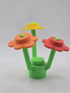 Large 3D Printed Block-Style Flowers | Colorful Collectible Decor