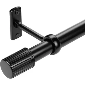 Heavy Duty Curtain Rods 32 to 120 Inches, Adjustable Curtain Rod, Wall Mounted & Ceiling Mounted Brackets, Reinforced Metal Black Curtain Rod for Outdoor Living Room Bedroom Windows Sliding Door