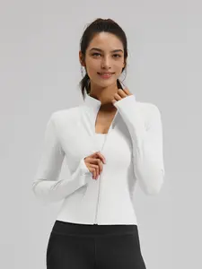 Women's Yoga Jacket, Stand Collar, Zipper Sportswear, Slim Fit Breathable Top, Lightweight Tennis Exercise Outerwear, Gym Workout Clothes, Sporty Breathable Outerwear, Athlete Jackets