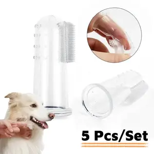 5pcs Finger Toothbrush for Dogs & Cats, Transparent Soft Bristles, Gentle on Gums, Easy to Use, Non-Toxic Material, Oral Care Tool