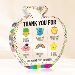 Apple Shaped Teacher Appreciation Gift, Creative Thank You Gift for Teacher, Home Decor Ornament for Living Room Bedroom Office, Signs, Home Decor Products, Acrylic Plaque Sign, Decorative Plaque, Desk Signage Decoration
