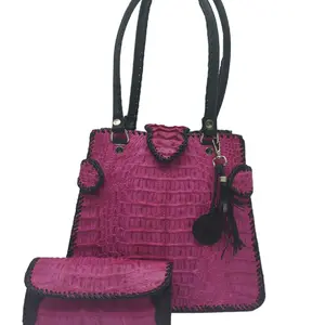 Trifecta Alligator Purse in Fuschia