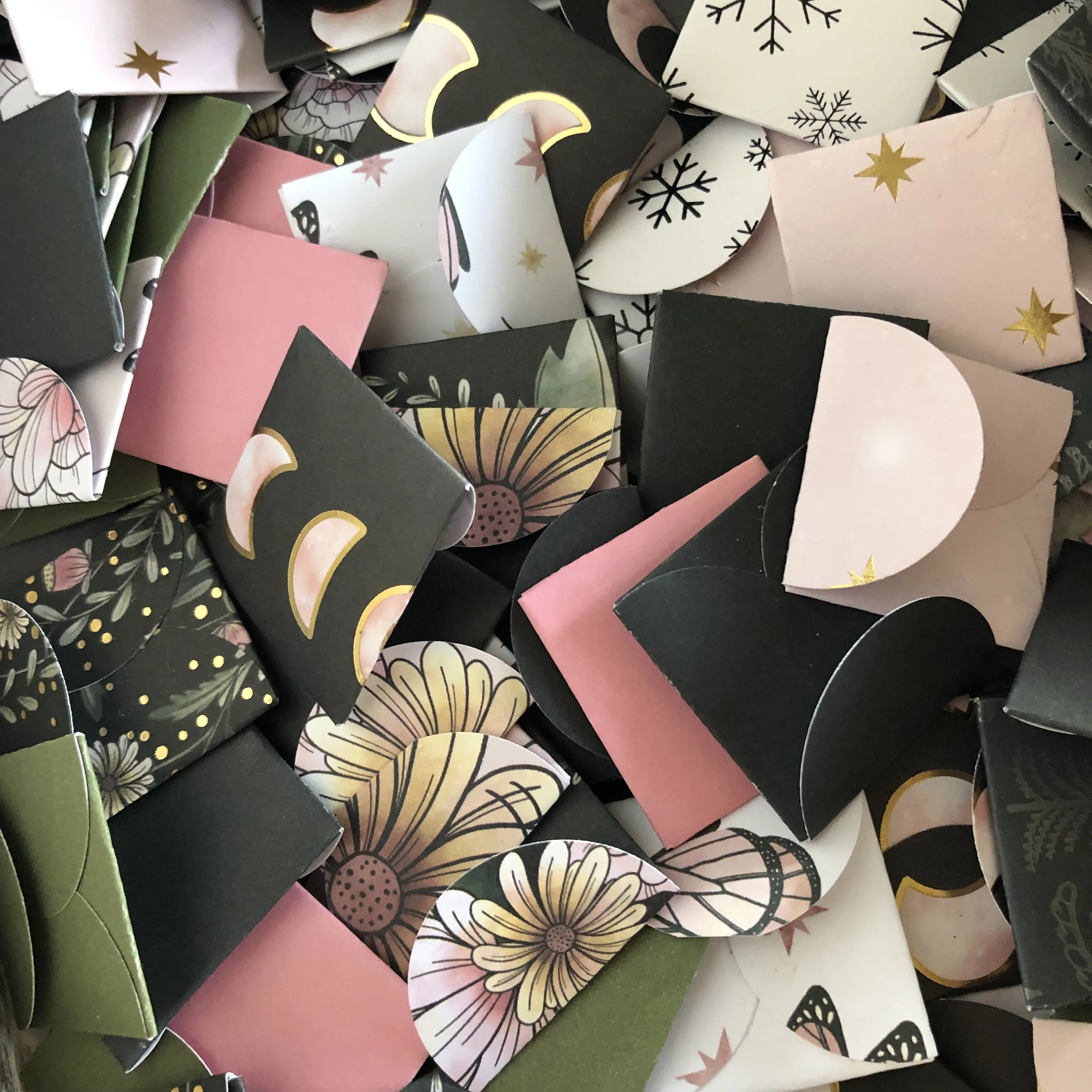 Secret Garden Collection | 1.5" x 1.5" Mini Square Envelopes | Random 5-Pack with Patterns & Solids | Perfect for Scrapbooking, Gifting & More