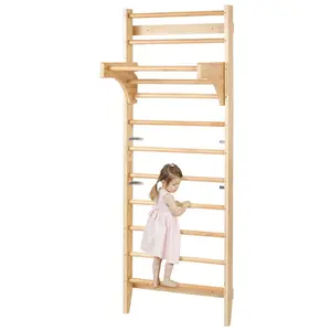 VEVOR Swedish Ladder Wall Gym, 8 - in - 1 15 Levels Solid Wood Wall Stall Bars, 220LBS Indoor Jungle Gym Climbing Playset with Wall Ladder, Slide Board, Pull - Up Bar, Gym Rings, Swing Seat, Rope LadderVEVOR Super Brand Day