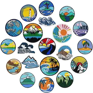 20Pcs Camping Iron on Patches Adventure Outdoor Hiking Embroidered Patches Iron on Nature Landscape Patches for Hats Backpack Clothes Jackets