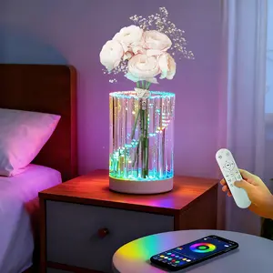 LED Lighted Vase with RGB Color - Changing Lights. IP67 Waterproof, Can be Filled for Fresh Flowers. Lights Sync to Music Rhythm. Control Via Remote or Bluetooth App. Ldeal for Home or Office Decor